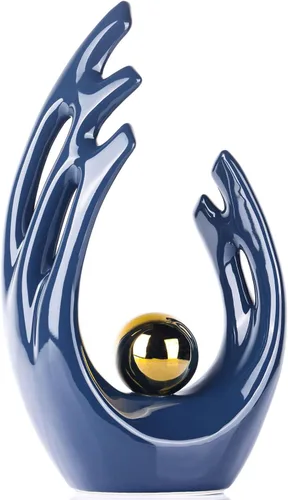 Miniatura 22 de XMGZQ Estatuas y esculturas de cerámica abstracta, estatuas de cerámica de arte negro y dorado, decoración moderna para el hogar, sala de estar
