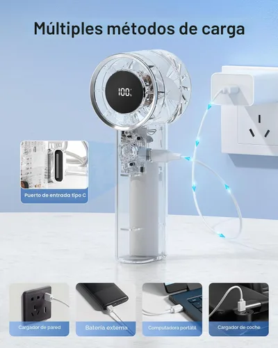 Miniatura 8 de TriPole Ventilador portátil mini ventilador turbo de mano para viajes, tiempo máximo de enfriamiento de 20 horas, ventiladores de batería recargable