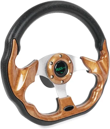 RASTP - Volante de 12.6 pulgadas para barco con adaptador de eje marino de 3/4" para la mayoría de los barcos, embarcaciones, yates, pontones (Caoba)