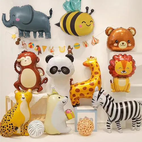 Miniatura 4 de Globos de abeja, 6 piezas de globos de aluminio con forma de helio para fiesta de animales de dibujos animados para selva safari temática telón