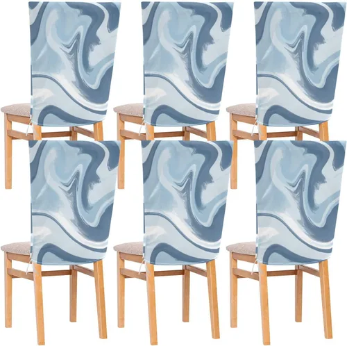 Juego de 6 fundas decorativas de color azul y gris degradado para silla para decoración del hogar, lavables y reutilizables, cobertor para sillas de
