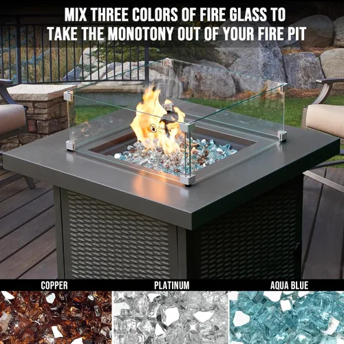 Miniatura 6 de Skyflame Vidrio de fuego mezclado de 10 libras para hoguera, chimenea y paisajismo, 1/2 pulgada azul aguamarina, platino, cobre reflectante