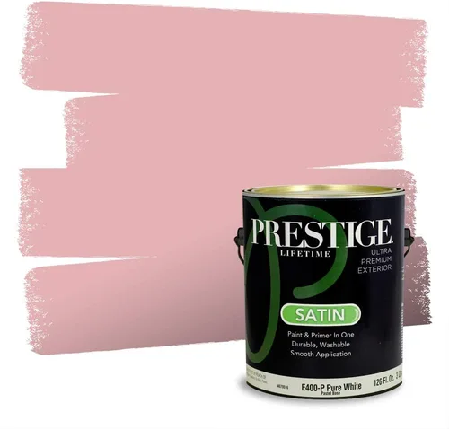 Miniatura 41 de Prestige Paints Pintura exterior e imprimación en uno, 1 galón, plano, coincidencia comparable de Valspar* Amber Rose*