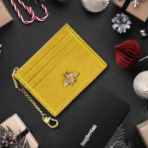 Miniatura 15 de SEAVILIA Tarjetero llavero cartera para mujer con ventana de identificación RFID monedero regalo abeja delgada minimalista pequeña cartera