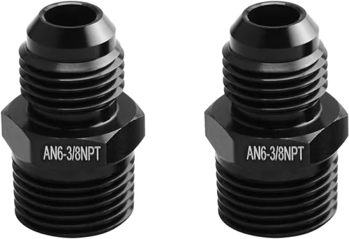 Miniatura 11 de 4AN macho a 1/8NPT adaptador de unión recta de conector de tubería de aluminio negro 4 piezas