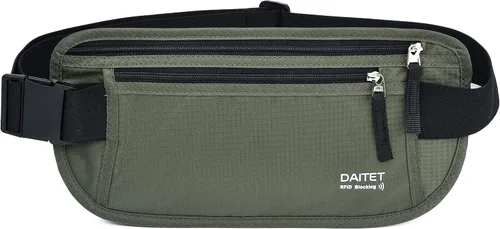Miniatura 117 de DAITET Cinturón de dinero, soporte para pasaporte, cartera de viaje oculta segura con bloqueo RFID, riñonera encubierta (negro), Negro, Rfid
