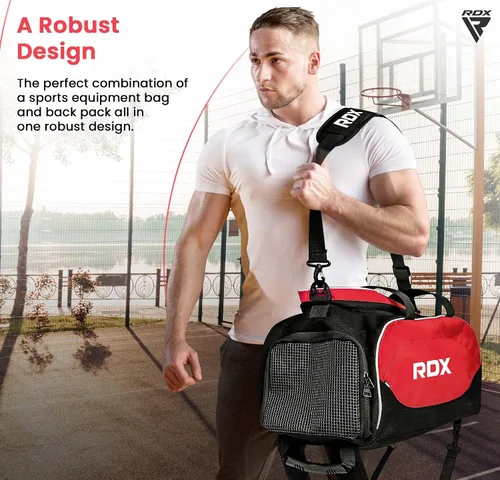 Miniatura 7 de RDX Bolsa de gimnasio de 50 litros con compartimento ventilado para zapatos, mochila todo en uno, bolsa de lona para deportes de fitness, artes
