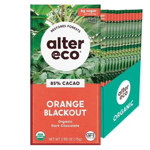 Miniatura 15 de Alter Eco Barras de chocolate negro Cacao oscuro puro, comercio justo, orgánico, sin OMG, sin gluten (paquete de 4 quinoa crujiente)