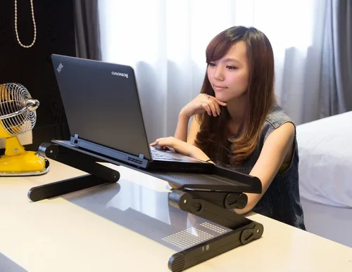 Miniatura 4 de Soporte de mesa ajustable con ventilación para laptop, bandeja de cama portátil, soporte para tablet, soporte para libros, juntas de botón de hasta