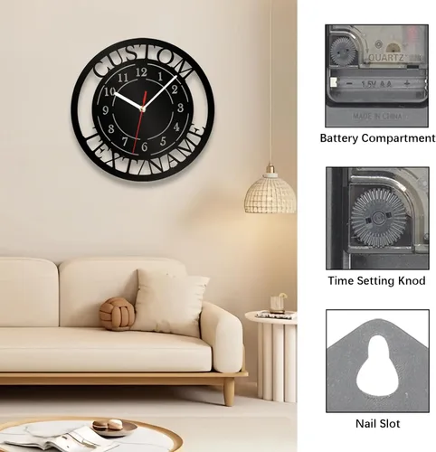 Miniatura 4 de Letrero de Reloj de Garaje Personalizado, Reloj de Pared de Metal para Garaje, Reloj de Pared de Herramientas de Reparación de Automóviles con Luz