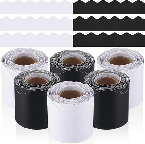 Miniatura 11 de TaoBary 6 Rollos 59.98 m Decoraciones de Bordes de Tablero de Anuncios de Navidad y de Invierno para el Aula, Bordes Dentados para Tablero de negro