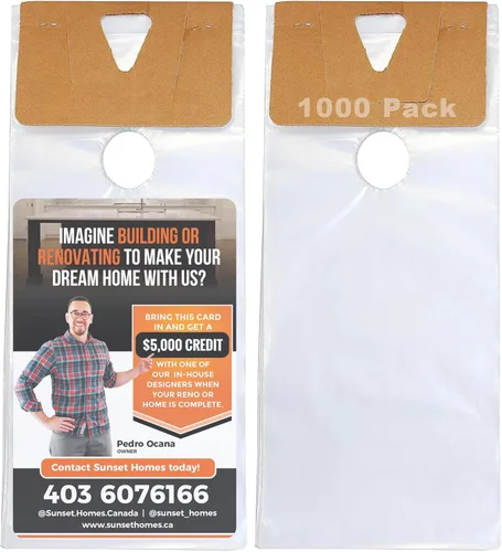 Miniatura 13 de TidyFriend Bolsas para colgar puertas de 6 x 12 pulgadas (paquete de 100), bolsas transparentes para colgar puertas que protegen volantes, folletos
