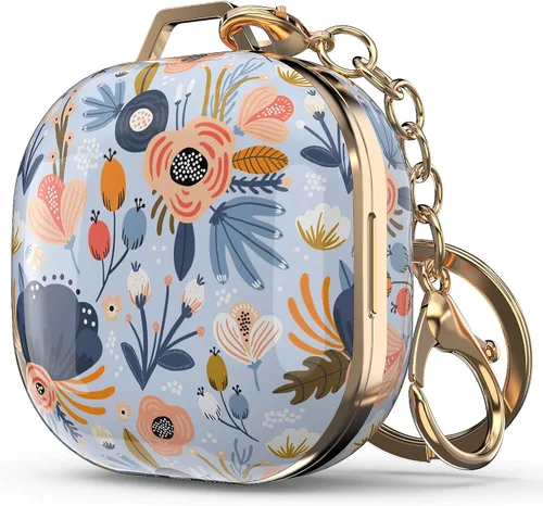 Funda Wenew para Galaxy Buds 2/Pro/Live, con patrones bonitos, carcasa dura con clip de llavero para niñas/niños/mujeres/hombres (Azul)