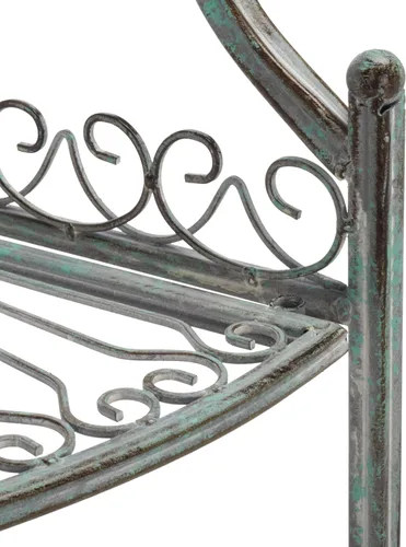 Miniatura 4 de SAFAVIEH Outdoor Collection Abarrane - Estantería esquinera de hierro forjado de 4 niveles, estilo victoriano, color verde oscuro antiguo
