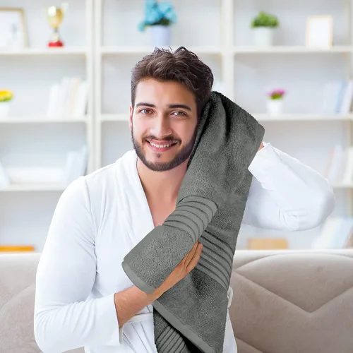 Miniatura 5 de Utopia Towels - Juego de toallas de baño 100 % de algodón hilado en anillo de 600 GSM, secado rápido, muy absorbentes, livianas, para baños, Gris