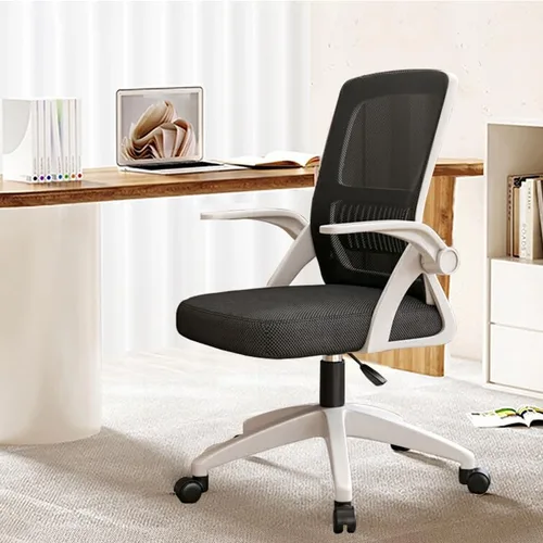 Miniatura 7 de Silla de oficina en casa, silla ergonómica de malla transpirable, respaldo alto con altura ajustable giratoria con brazos abatibles y soporte lumbar