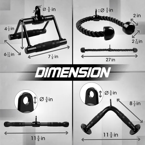 Miniatura 2 de Yes4All Cable Machine Attachment, Row Handles, Tricep Rope, Straight Bar, V Bar, LAT Pulldown Accessories Load 880 LB for Home Gym G. Cuerda