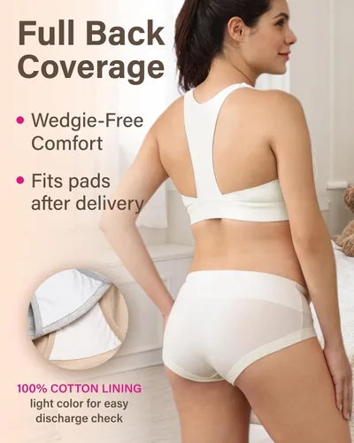 Miniatura 4 de Intimate Portal Ropa Interior de Maternidad de Algodón para Embarazo Posparto Calzones Debajo del Vientre Estilo Boyshort