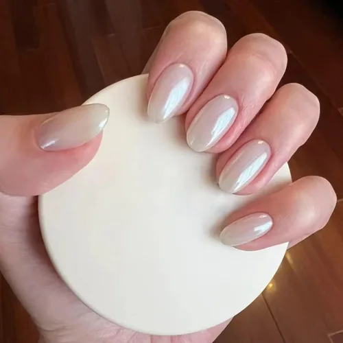 Miniatura 6 de 2 piezas de polvo de uñas cromado blanco lunar, polvo de uñas cromado perla aurora, polvo de pigmento de azúcar blanco brillante holográfico con Luz