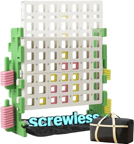 Miniatura 10 de SDADI Juego Gigante 'Click' de 4 en Raya con Ensamblaje Estilo Bloque, Altura Ajustable, Juego de Conectar 4 para Anotar, Juego Familiar Portátil