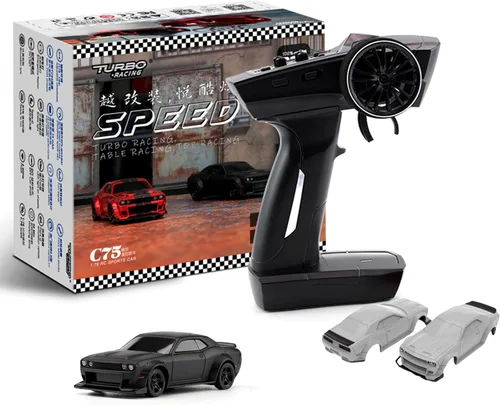 Miniatura 12 de FLYCOLOR Turbo Racing 1:76 C82 RC Truck Car Full Proporciontional RC Mini Sports Car Control remoto para adultos Regalo (negro)