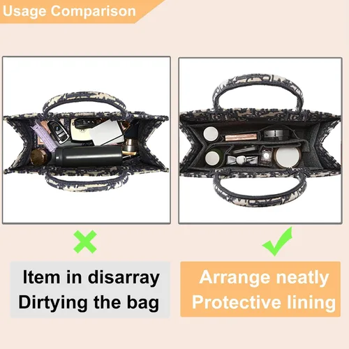 Miniatura 3 de Doxo Organizador de bolso para bolsos, organizador de fieltro para bolso con 2 tamaños, inserto de bolsa compatible con bolsas D grandes para libros