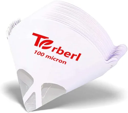 Paquete de 50 coladores de pintura de cono de pintura de 100 micras, filtro de pintura de 100 micrones, cono de filtro de pintura con malla de