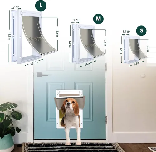 Miniatura 8 de Puerta para perro para acceso diario de entrada y salida, puerta magnética para mascotas con panel de bloqueo deslizante, puerta de perro fácil