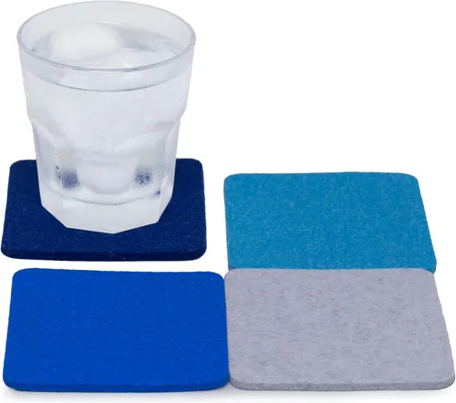 Miniatura 23 de Graf Lantz - Juego de 4 posavasos redondos de lana de merino Bierfilzl - Negro (círculos de 10 cm) - Absorbe el 30% del peso - Lana alemana