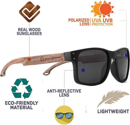 Miniatura 2 de Lentes de sol de bambú hechos a mano con cristales polarizados para hombres y mujeres