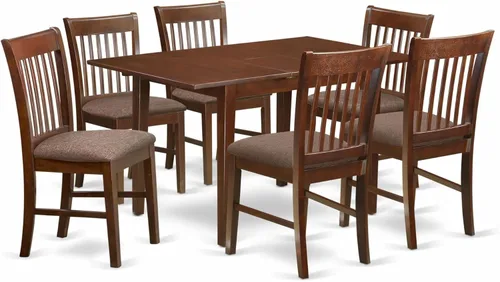 Miniatura 13 de East West Furniture NOFK5-MAH-C - Juego de mesa y sillas de cocina de 5 piezas, incluye una mesa de comedor rectangular con hoja de mariposa y 4