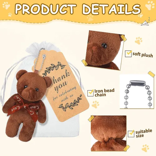 Miniatura 3 de Zhanmai 20 juegos de mini oso de peluche para decoración de baby shower, regalos de muñecas de baby shower, etiqueta de agradecimiento, bolsa