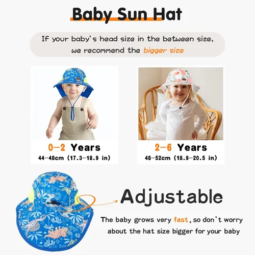 Miniatura 16 de Sombrero de sol para bebé, sombreros de protección solar para niños pequeños, UPF 50+, gorra de playa de verano al aire libre para niños y niñas