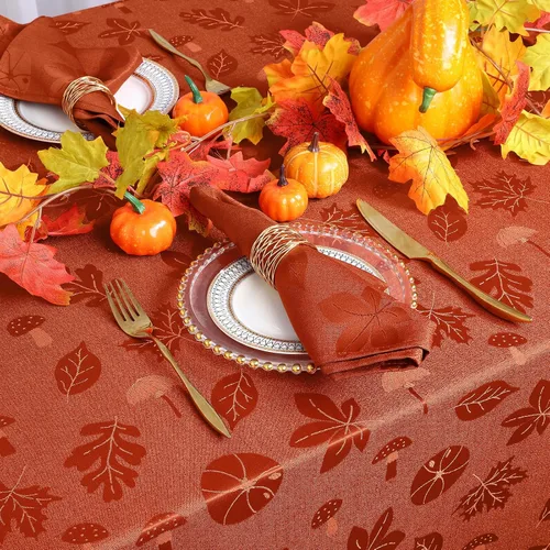 Miniatura 8 de misaya Mantel rectangular de Acción de Gracias, mantel de otoño jacquard impermeable, mantel de tela de damasco para decoración de cosecha