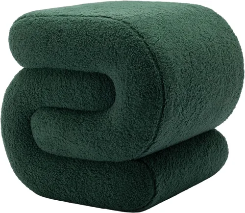 Miniatura 5 de KIVENJAJA Taburete otomano Sherpa, moderno en forma de S, taburete otomano, taburete otomano, silla decorativa para el suelo, taburete para sala
