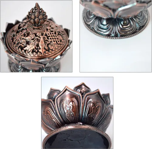 Miniatura 7 de Buddha Lotus Flower Zinc Aleación Metal Incienso Quemador Incienso Titular Incienso Incienso para palo/Cono/Pequeña Bobina Incienso