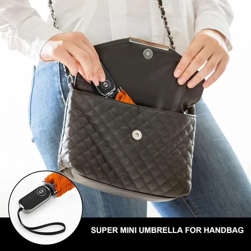 Miniatura 44 de LEAGERA Paraguas de viaje compacto para bolso, mango plano, impermeable para lluvia ligera