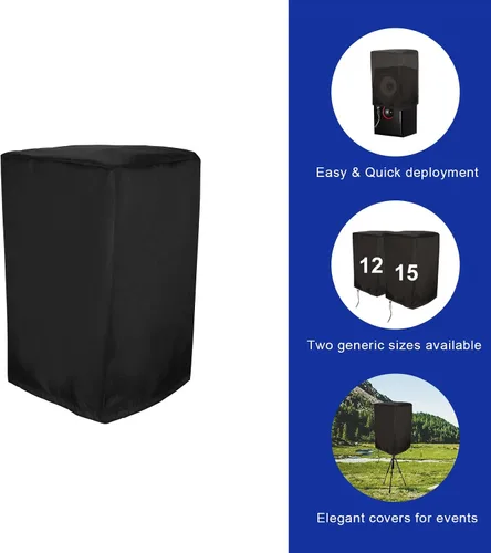 Miniatura 3 de Cubierta de altavoz para exteriores de 15 pulgadas, cubierta protectora de altavoz vertical, protector solar, bolsa de protección contra el polvo