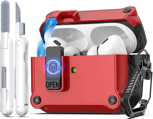 Miniatura 69 de R-fun - Funda para audífonos compatible con AirPods de 4.ª generación 2024, cubierta protectora de expulsión automática a prueba de caídas, puerto