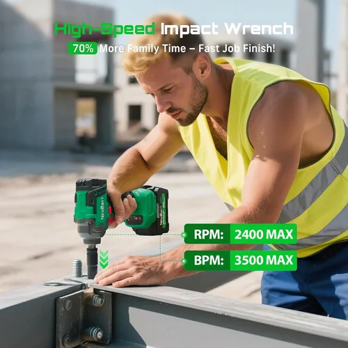 Miniatura 8 de Llave de impacto inalámbrica sin escobillas, 550N.m (400 ft-lbs) Pistola de impacto de 1/2 pulgada, kit combinado de taladro eléctrico 2 en 1 con 1