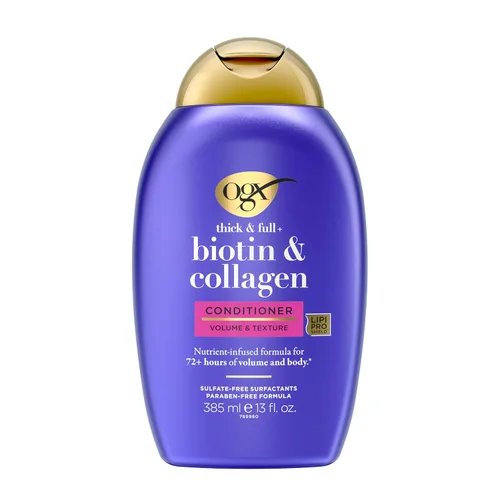 OGX Acondicionador Voluminizador Espeso y Abundante + Biotina y Colágeno, Acondicionador Enriquecido con Nutrientes con Biotina Vitamina B7 que