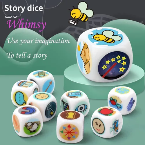 Miniatura 6 de Happy Story - Paquete de 9 cubos coloridos – Un viaje feliz contar cubos y dados de lenguaje oral, 54 imágenes, combinación de historias ilimitadas