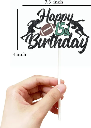 Miniatura 2 de Decoración para pastel de fútbol de 15 años, decoración de fiesta de cumpleaños de 15 años, decoración de pastel de escena de jugador de rugby