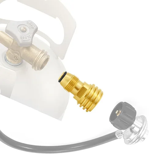 Miniatura 3 de Adaptador de tanque de propano Hooshing convierte la válvula de servicio del tanque POL LP a manguera o regulador QCC1/Tipo 1 de latón sólido
