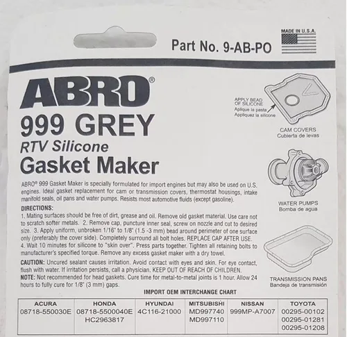Miniatura 2 de ABRO Ultra Plus 999 RTV Sellador de silicona y fabricante de juntas, para motores de importación, seguro para sensores, no corrosivo, sellador