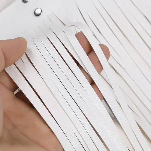 Miniatura 7 de Alvivi Faldas de flecos de cuero sintético con cintura ajustable para mujer