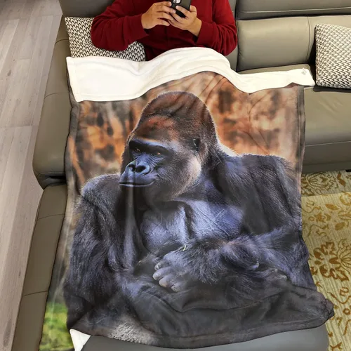 Miniatura 4 de HommomH Gorilla - Manta de forro polar suave y esponjoso, animal salvaje divertido, 50 x 60 pulgadas, color negro