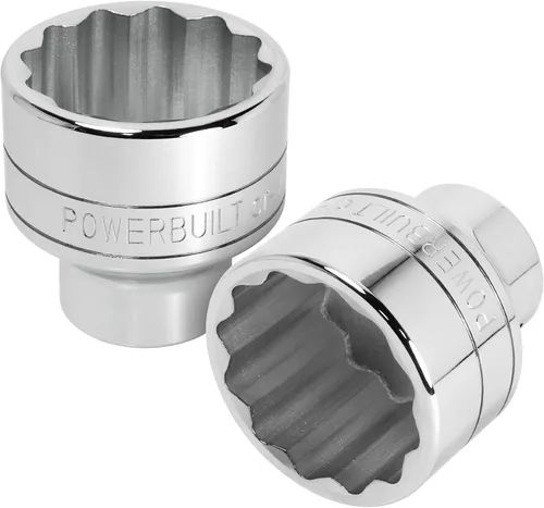 Powerbuilt Enchufe de 3/4 de pulgada de 2.165 in, 12 puntos, diseño hexagonal de agarre fuerte de pared fina, marcas de tamaño - 643242