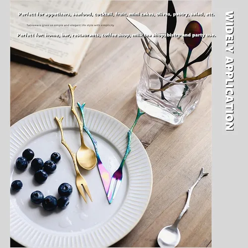 Miniatura 5 de Juego de tenedores de acero inoxidable para aperitivos de frutas, pastel de ensalada, tenedores y cuchillos, para banquetes, fiestas, mariscos