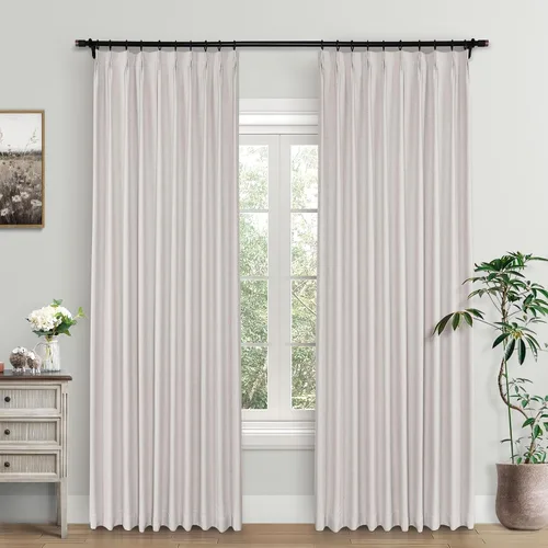 Miniatura 15 de Macochico Cortinas opacas de lino plisadas para oscurecer la habitación, panel con aislamiento térmico para dormitorio, sala de estar, sala